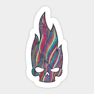 Halloween Flaming Skull Retro Pattern Sticker